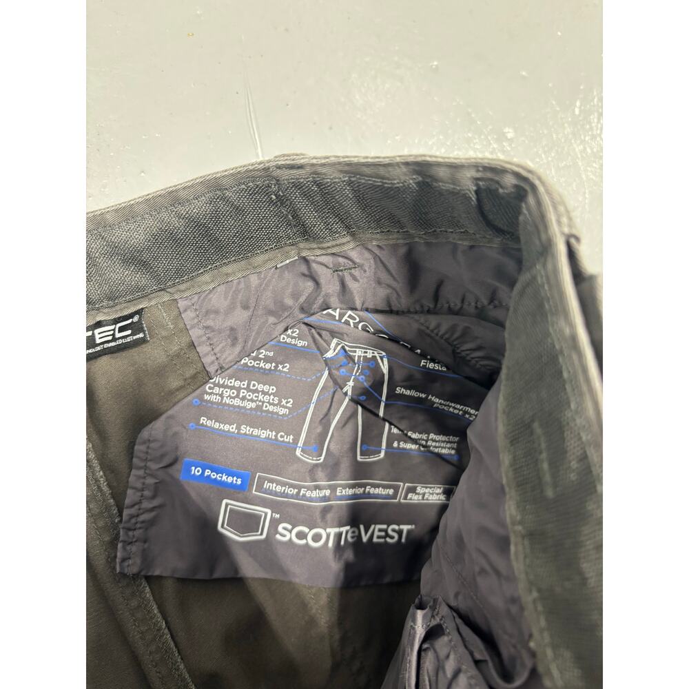 SCOTTEVEST Hidden Cargo Pants Men's 34x30 Gray 10-Pocket Travel Tactical Chinos - Picture 3 of 7